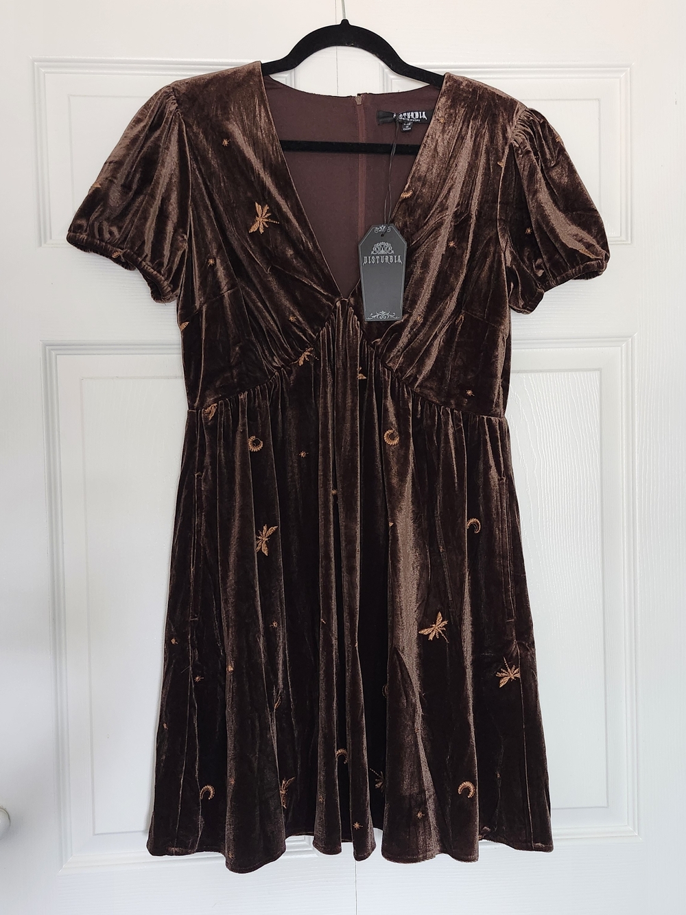 Disturbia Seraphine Dragonfly Print Velour Mini Dress Floral Velour Mini Dress